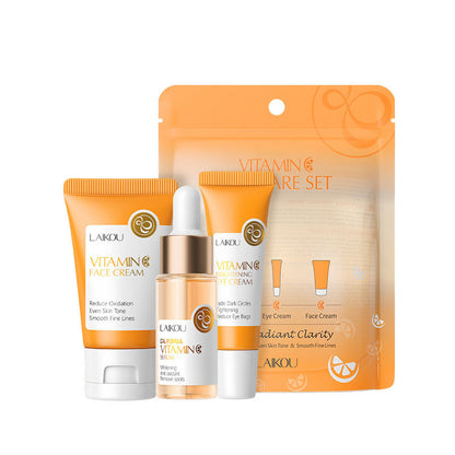 LAIKOU 24K Golden Vitamin C Sakura Skin Care Set, Face Cream, Serum, Eye