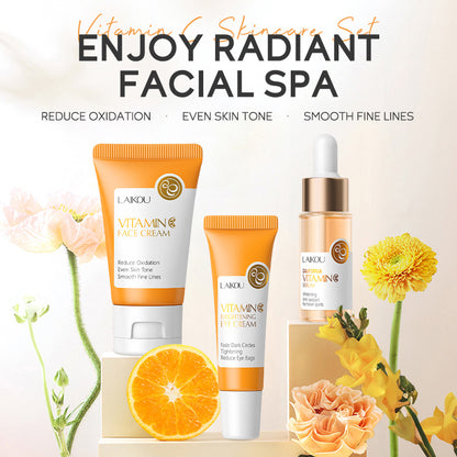 LAIKOU 24K Golden Vitamin C Sakura Skin Care Set, Face Cream, Serum, Eye